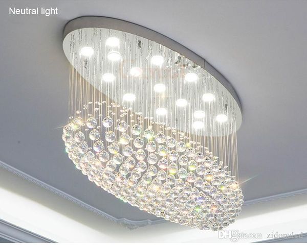 Современные Овальный LED K9 хрустальная люстра освещение Дождь падение хрустальные Потолочные светильники для гостиной Спальня Вилла Кухня Лампа L31 «* W12» * H24
