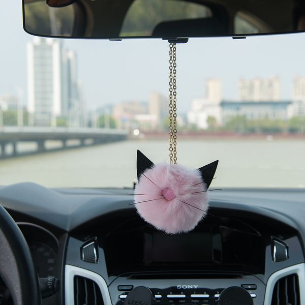 

bemost car pendant cute plush cat head hanging ornaments automobiles rearview mirror suspension decoration auto styling gifts