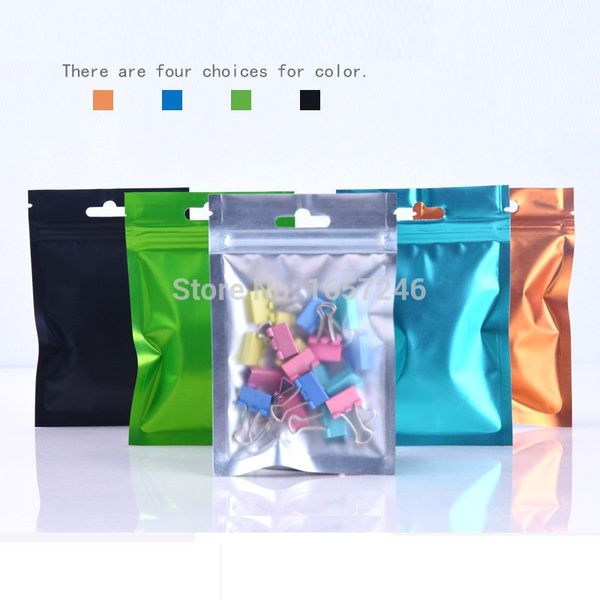 1000 teile/los Matte Klar Kunststoff/Bunte Aluminium Folie Reißverschluss Zip-Lock Beutel Ventil Tasche Frosted Mylar Zip-lock Hang loch Tasche