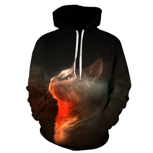 

galaxy 3d space hooded sweatshirt blue galaxy men's sports suit fashion direwolf quality jacket, Black