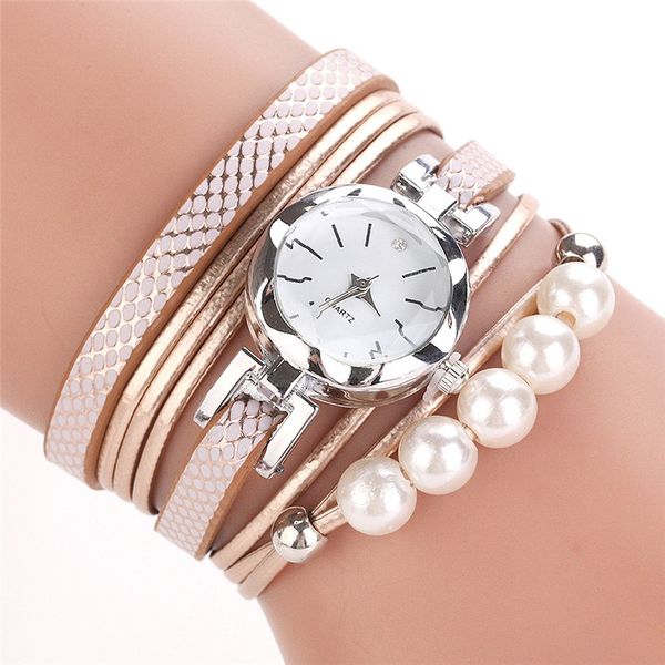 

2019 new clock dress hour ccq women lady watches fashion casual analog quartz wrist watch women rhinestone pearl bracelet watch, Slivery;brown