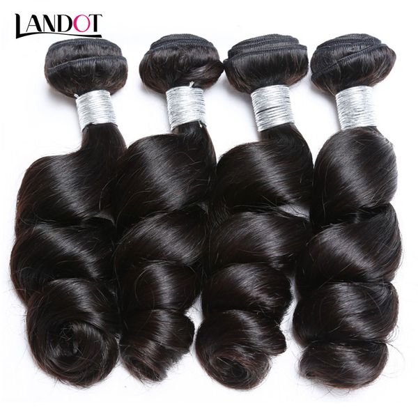 Malaysian Virgin Cabelo Weave Pacotes com fecho de 100% Remy cabelo humano 8A da Malásia solto onda ondulado Curly 3Pcs Hair and Lace Closures pode tingir