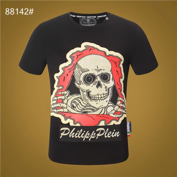 

2019 summer printed phillip plain brand t-shirt mens pp t shirt casual bear luxury man t shirt, White;black