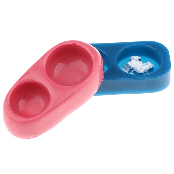 

pack of 2 pink & blue mini cats dogs food water bowl for 1/12 scale dollhouse ornament