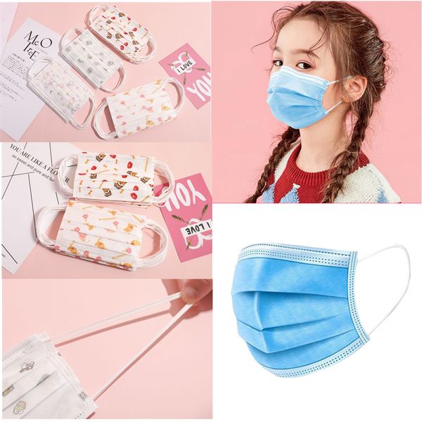 

mask ffp2 dast and fog blue children's disposable face mask cartoon child kids 3 layer ply mask earloop non-woven fabric dhl shipping