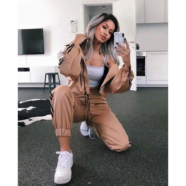 

womens designer tracksuits cardigan sports suit loose side leggings harem pants + short hooded casual sports suit 2020 new selling, White