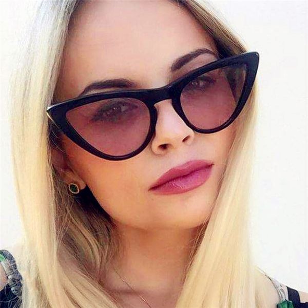 

curtain 2019 new vintage cat eye sunglasses women trend ladies outdoor sun glasses color triangle retro ladies fashion wild jok, White;black