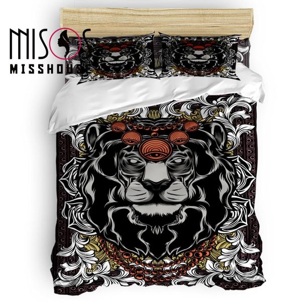 

misshouse lion beast wild duvet cover set cartoon animal bed sheets comforter cover pillowcases 4pcs bedding sets