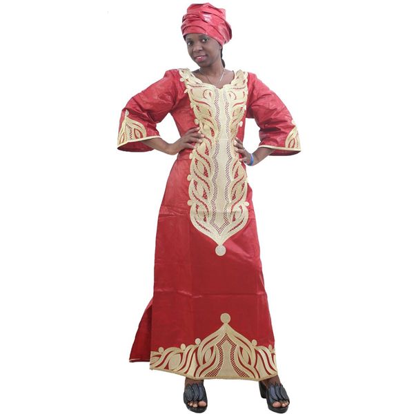 

md plus size african dresses for women traditional wear african print clothes nigerian dress with headtie gele two piece set, Red