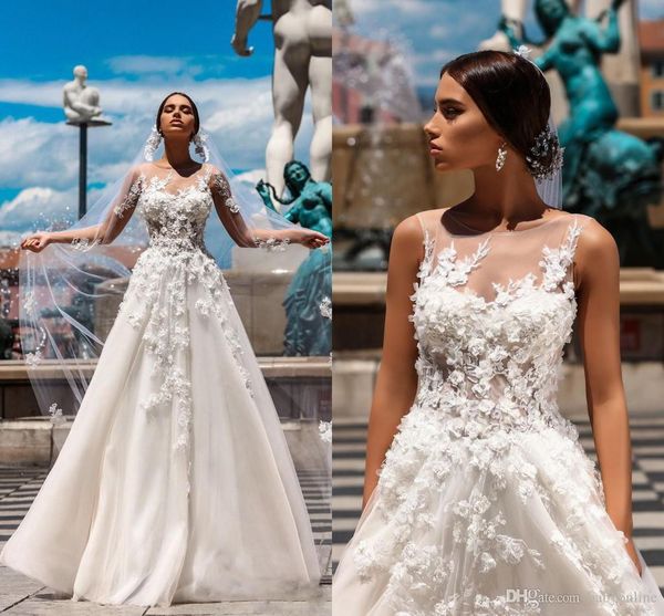 

new holy white lace wedding dresses a line sheer neck appliqued bridal gowns floor length western church garden vestidos plus size