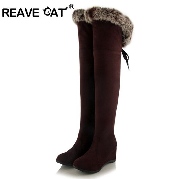 

reave cat new arrival russia keep warm women boots thigh high platform boots over the knee female women shoes woman a1012, Black