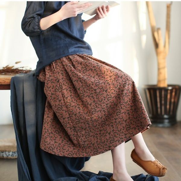 

gentle romantic small floral flowers print pleated skirt saia mori girl new, Black