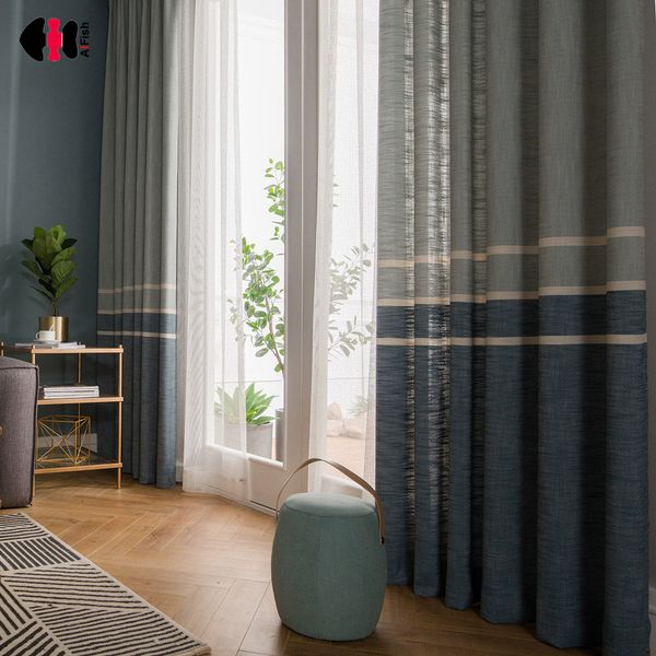 

серый chenille полосатый занавес для гостиной blackout shade drapes ткани french window лечение кортина wp410c