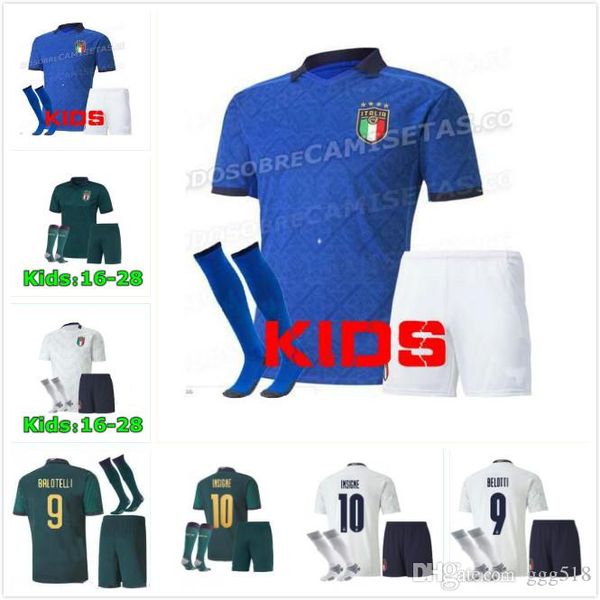 

kids kit 2019 2020 italy soccer jerseys 2020 maglie da calcio verratti jorginho romagnoli immobile chiesa bonucci football shirt, Black;yellow