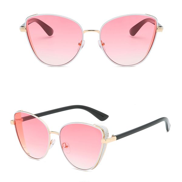 

fashion retro cat eye lens metal frame sunglasses uv400 sun glasses for woman triangle small size frame hiking eyewear blue lens
