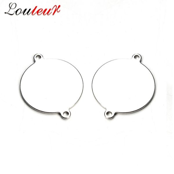 

louleur 10pcs stainless steel round floating charms connectors stamping blank dog tags pendants fit necklace diy jewelry making, Silver