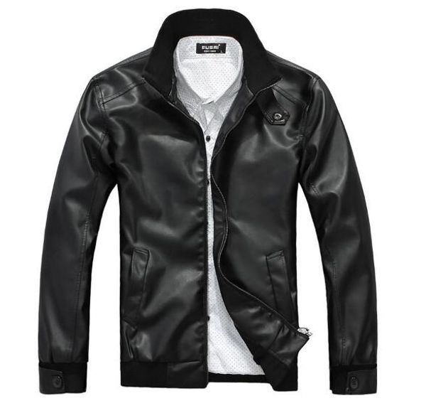 

2018 новая мода осень мужской кожаная куртка slim fit пальто мужчины стенд воротник пу пальто кожаные байкерские куртки плюс размер 3xl плюс, Black;brown