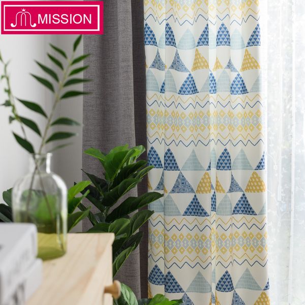 

mission luxurious modern geometric pattern printed stitching room darkening curtains drapes blinds for bedroom living room