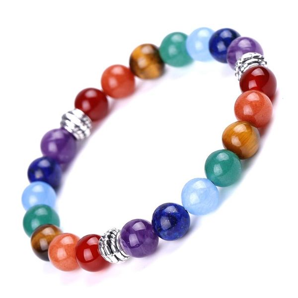 

natural beads 7 chakra bracelet for mixed healing stone yoga jewelry, Black