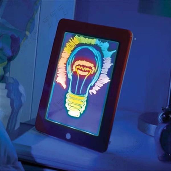 Acheter 3d Magic Pad Led Conseil Décriture Pour Plastique Art Creative Conseil Magique Avec Brosse à Pincette Enfants Presse Papiers Ensemble