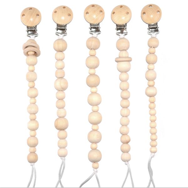 

2pcs/set wooden beads baby pacifier clip anti-chain infant soother pacifier chain toy newborn infant nipple holder baby product