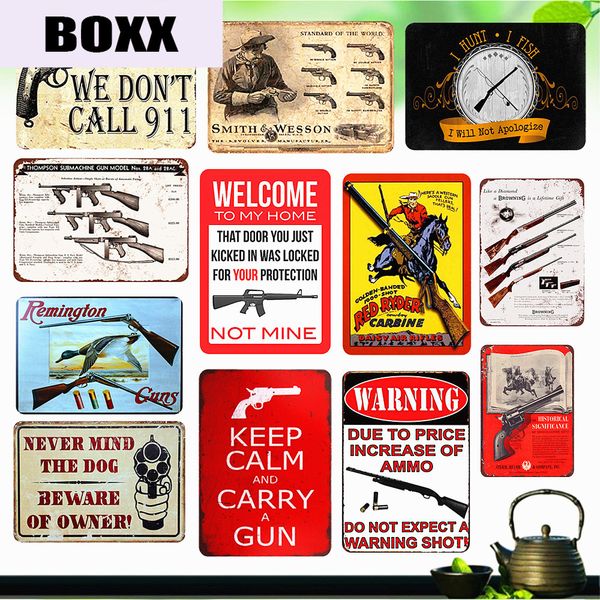 

старинные пистолет предупреждение остерегайтесь налет владельца металлическое олово признаки искусства стены плакат потертый шик бар паб-клу