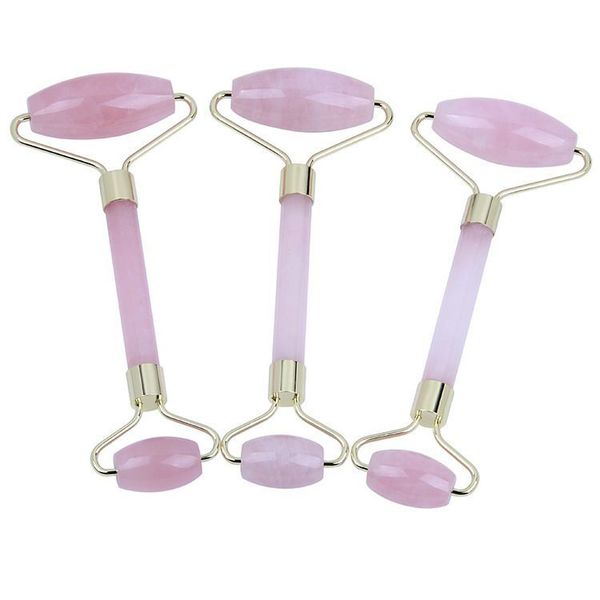 

rose quartz face massage roller double head slimming face massager lifting tool face anti wrinkle removal massage roller