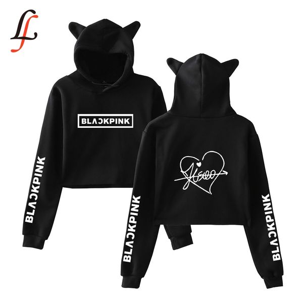 

blackpink harajuku cat ear cap оловка ендени мода ала cat crop top женина оловка оловк, Black