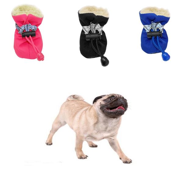 

4pcs waterproof winter pet dog shoes anti-slip rain snow boots footwear thick warm for small cats dogs puppy dog socks booties