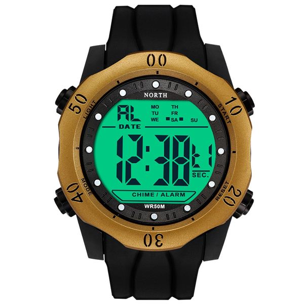 

2019 new north brand men led digital watch 30m waterproof dress sports watches fashion outdoor wristwatches, Slivery;brown