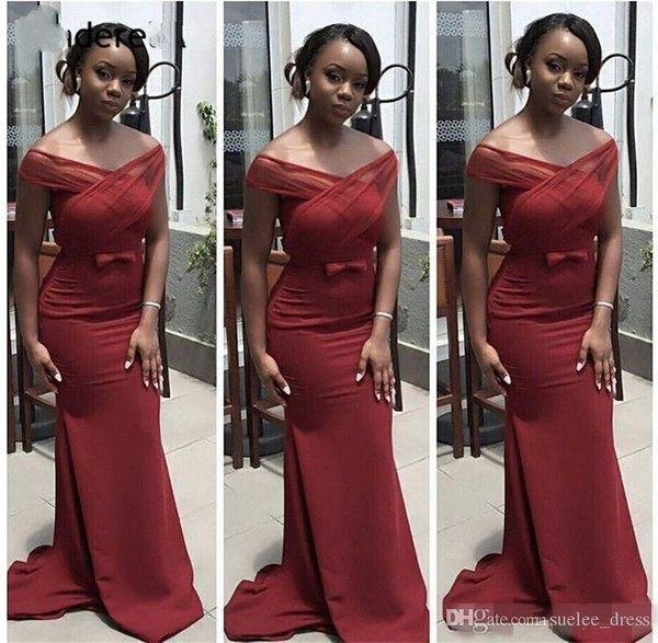 

black girl plus size burgundy mermaid evening dresses off shoulder v neck sweep train formal dress evening gowns robes de soirÃ©e vestidos, Black;red