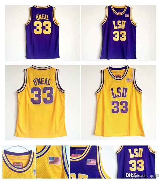 

shaq shaquille o'neer jersey lsu tigers трикотажные изделия shaquille o neal college для баскетбола. желтая фиолетовая спортивная рубашка, Black