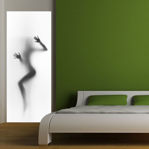 

3d creative waterproof self-adhesive door sticker woman shadow