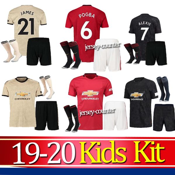 

19 20 fc soccer jersey 2019 2020 jerseys utd united pogba lukaku rashford alexis man football shirt kids kit boys uniforms manchester away, Black