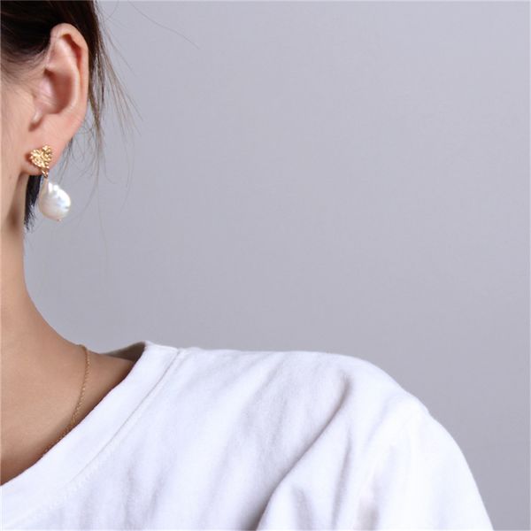 

gold color stimulated pearls drop earrings for women heart earrings boucle d'oreille femme 2019 c25, Silver