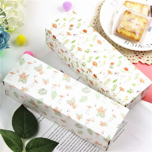 

gift wrap 30pcs/lot flamingo floral long box mooncake cookies bakery packaging paper boxes packing party supplies