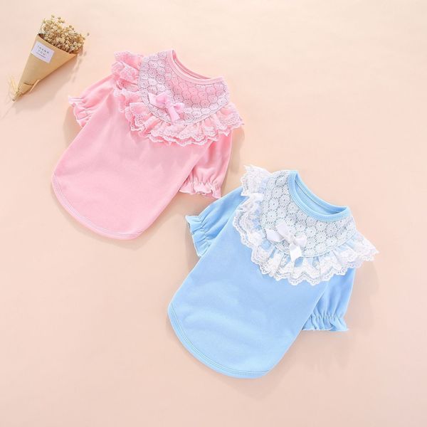 

cute lace dog t-shirt lovely dog clothes summer spring pet shirt coat outfit cat poodle bichon frise pomeranian pet clothing