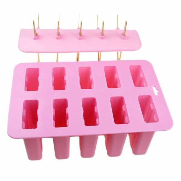 

new design 10 -hole silicone ice cream mould frozen maker tools ice cream tray molds old popsicle silica gel ice cream mould 2 colors