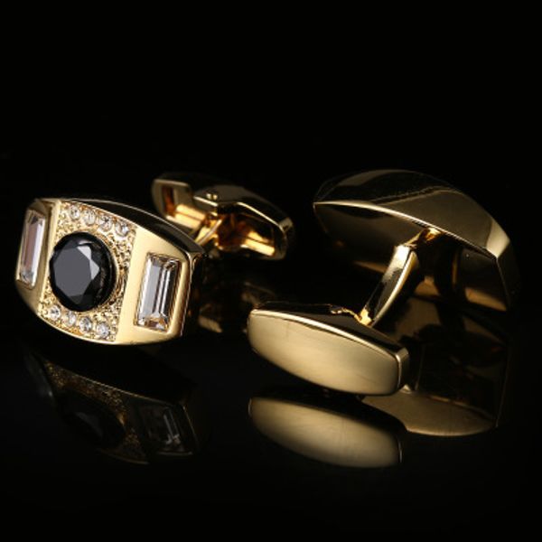 

черный кристалл внешнеторговой французская запонка высокого класс золотодобывающих мужской кнопка рубашка рукав гвоздь манжета запонка модны, Silver