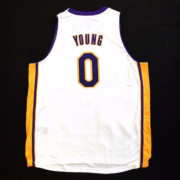 

100% stitched nick young #0 vest home wholesale jersey kobe mens white vest size xs-6xl stitched basketball jerseys ncaa, Black;blue