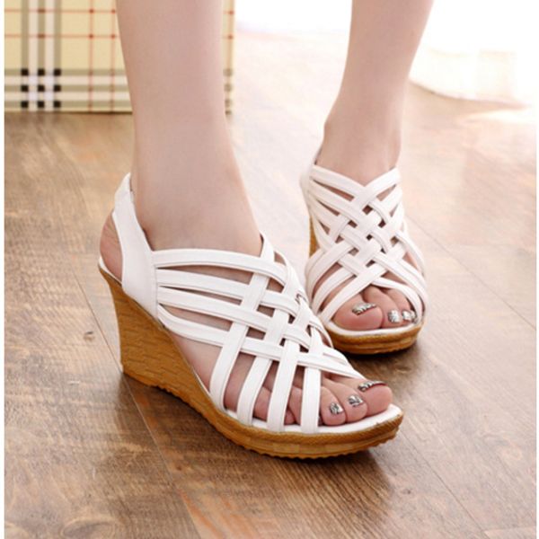 

bohemia sandals women wedge sandal high heels ladies, Black