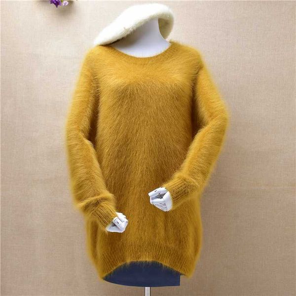 

mujer woman fashion o-neck fuzzy fluffy mink cashmere knitted long sleeved loose pullover angora hair knitted jumper, White;black