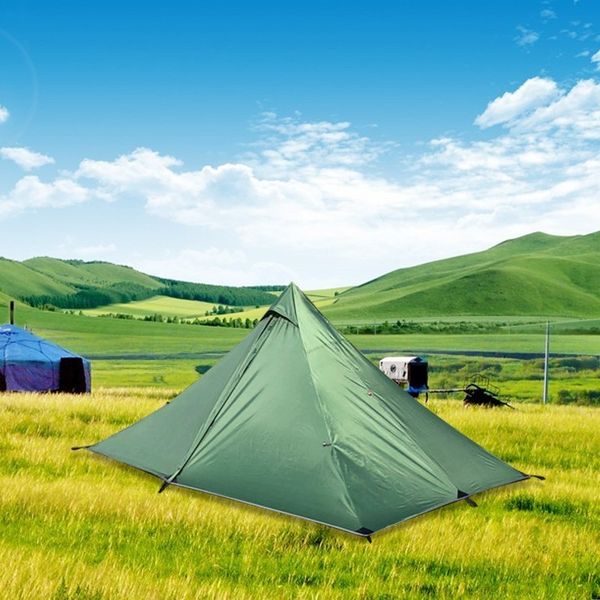 

ultralight rodless pyramid mesh tent dual layer single person camping tent one room one hall waterproof 4 season for beach