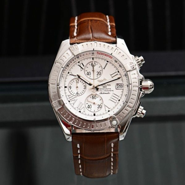 

дизайнерские часы роскошные мужские часы кварцевые часы chronomat 43 мм модные мужские брендовые водонепроницаемые мужские часы оптом, Slivery;brown