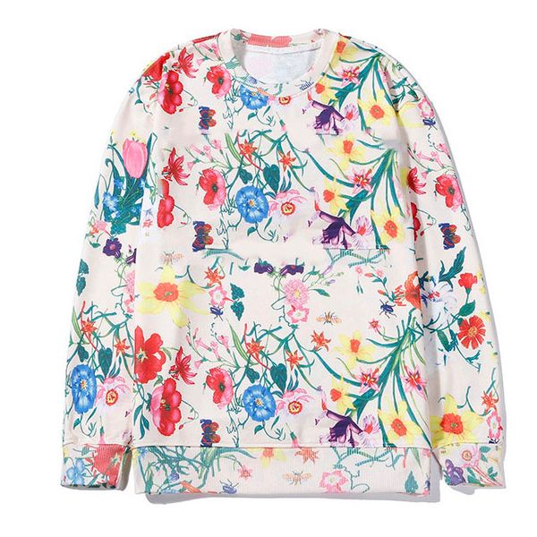 

mens designer pullovers luxury flowers pattern sweatshirt active colorful letters printing streetwear kanye west brand hiphop quality, Black