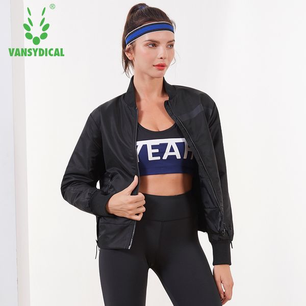 

vansydical winter warm sports padded coat women's zipper long sleeve windproof sportswear outdoor workout running jackets, Black;red