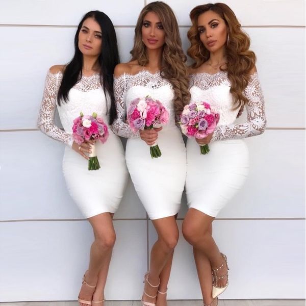 

little white cocktail dresses lace crop lace bridesmaid dresses 2019 off the shoulder bodice prom dress fashion graduation gowns