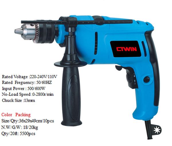 

600w 13mm multipurpose electric impact drill concrete 0-2800r/min electric power drill micro power tools
