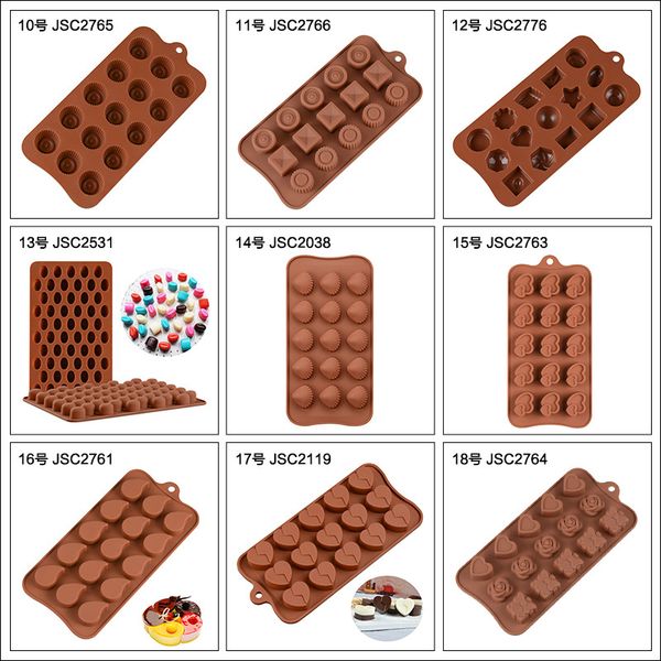 

new silicone chocolate mold 20 shapes chocolate baking tools non-stick cake mold jelly&candy 3d mold decoration diy jsc01-18
