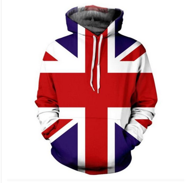 

new fashion sweatshirt men / women 3d hoodies print union jack slim stylish hooded hoodies lms015, Black